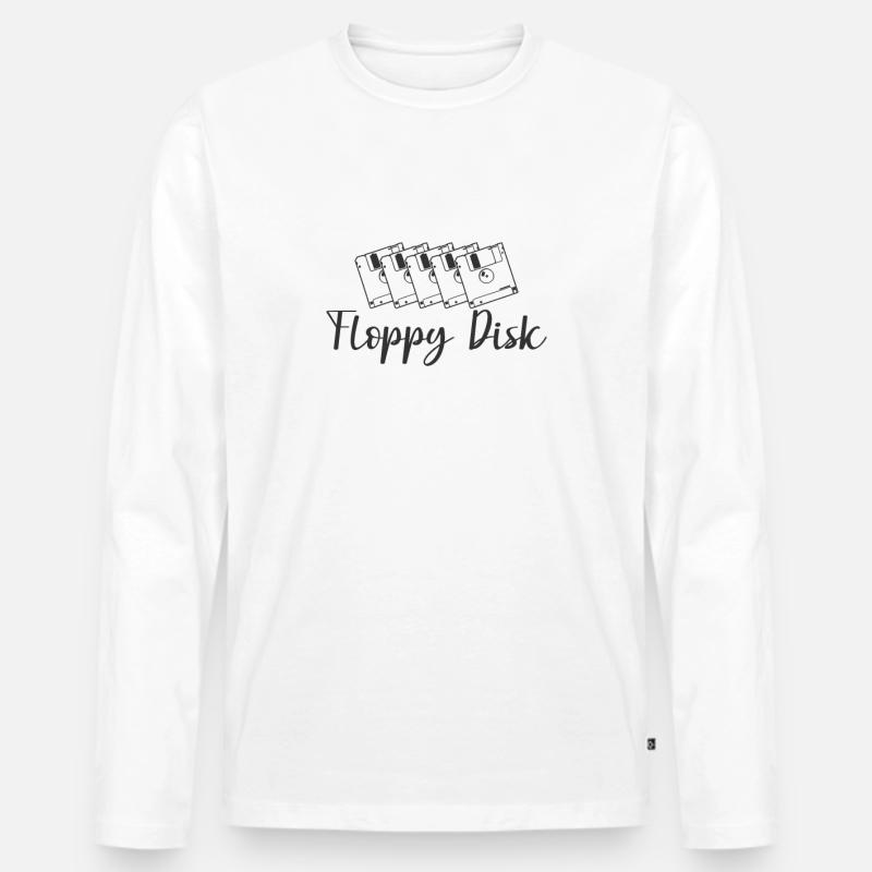 Floppy Disk Retrospeichermodul Datenträger - Männer Premium Bio Langarmshirt - Weiß