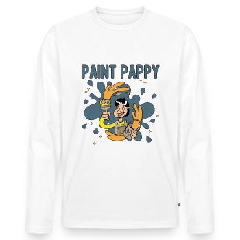 Peintre en bâtiment papa cadeaux uniques - T-shirt manches longues Premium bio Homme - blanc - Devant - Nico (187cm)