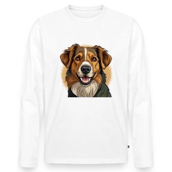 chien mignon - T-shirt manches longues Premium bio Homme - blanc - Devant - Nico (187cm)