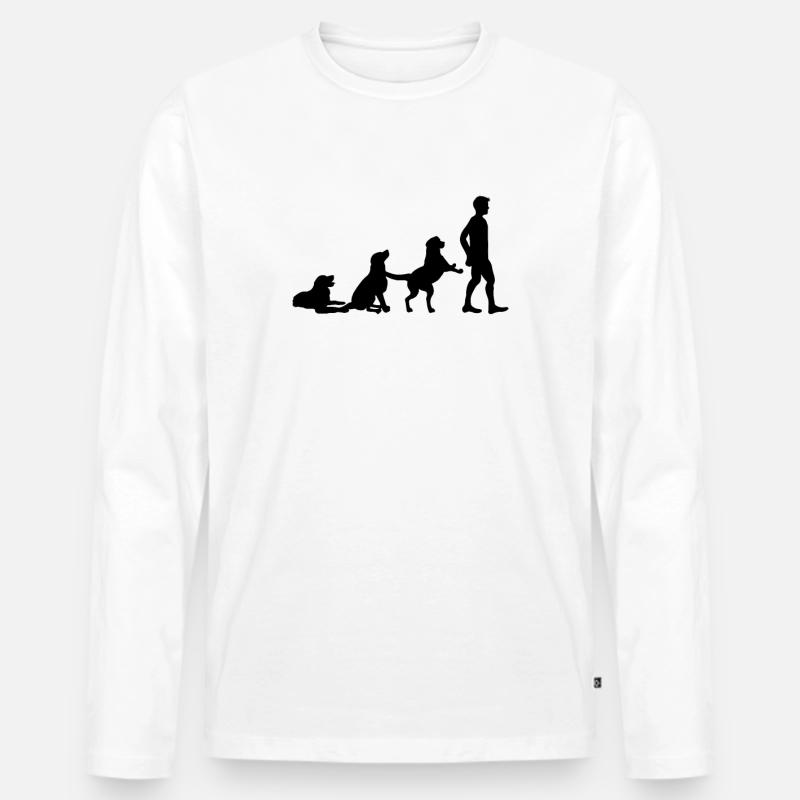 Hund Evolution Hunde Gassi Entwicklung Mensch - Männer Premium Bio Langarmshirt - Weiß
