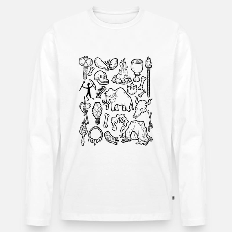Steinzeit - Männer Premium Bio Langarmshirt - Weiß