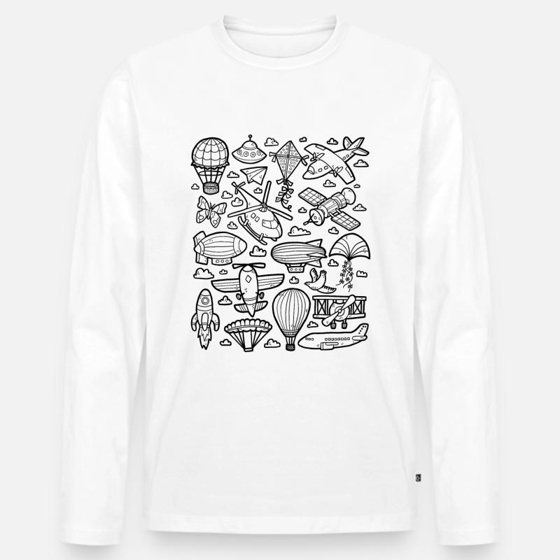 Luftfahrt - Hubschrauber, Flugzeug, UFO - Männer Premium Bio Langarmshirt - Weiß