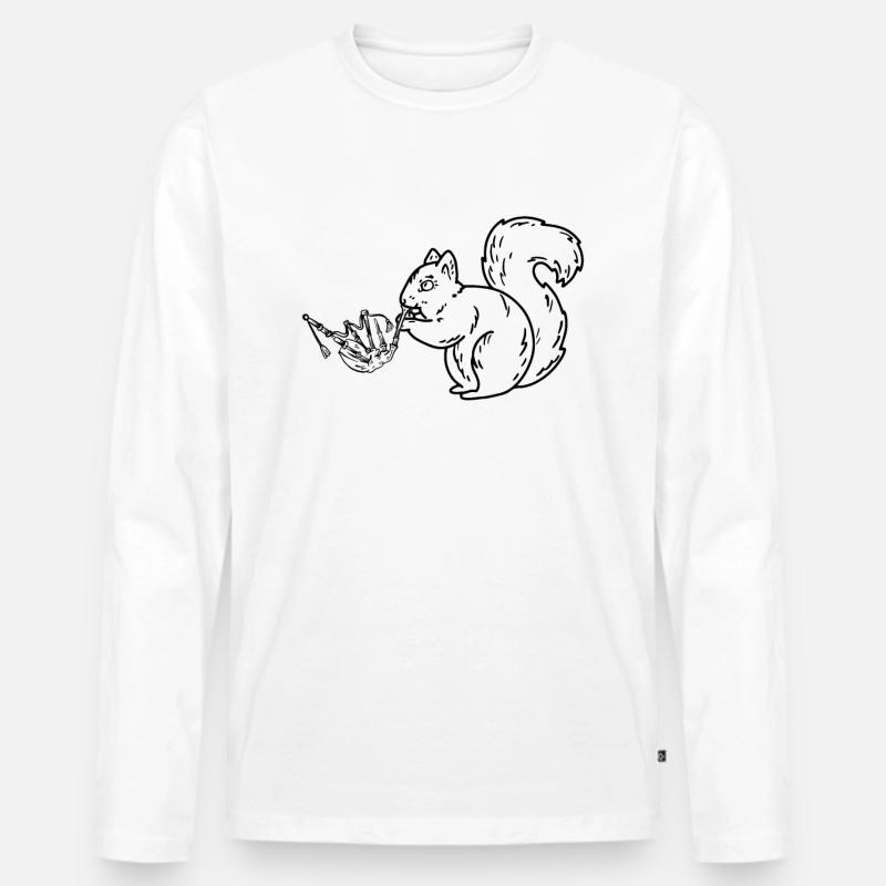 Squirrel Bagpipe Player Squirrel Bagpiper - Männer Premium Bio Langarmshirt - Weiß
