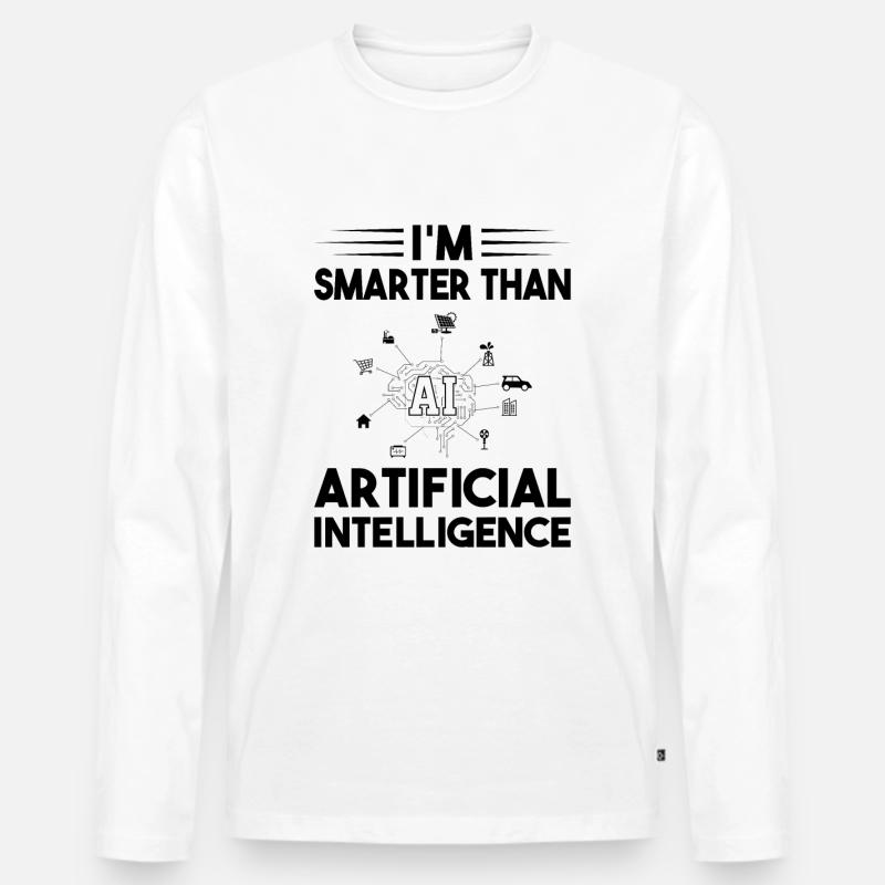 I'm Smarter Than Artificial Intelligence - Männer Premium Bio Langarmshirt - Weiß