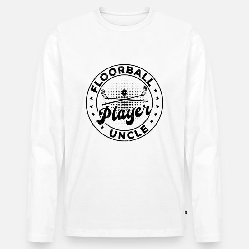 Floorball Player Uncle - Männer Premium Bio Langarmshirt - Weiß