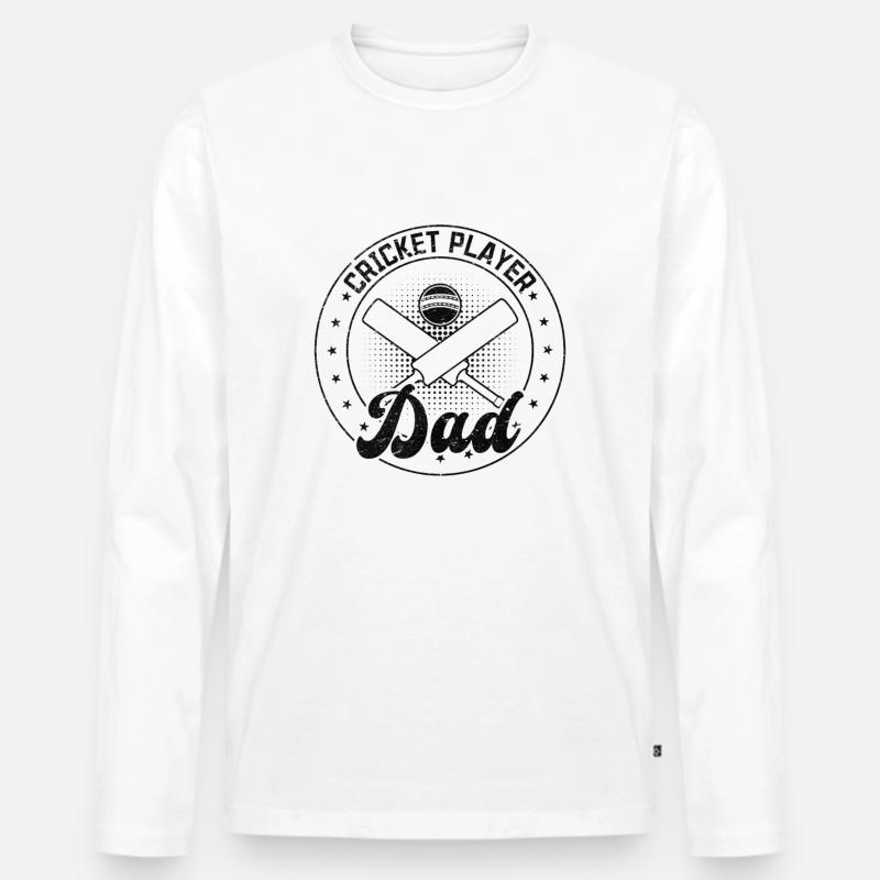 Cricket Player Dad - Männer Premium Bio Langarmshirt - Weiß