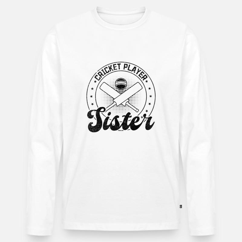 Cricket Player Sister - Männer Premium Bio Langarmshirt - Weiß