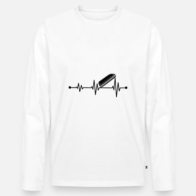 Harmonica Instrument Harmonica Heartbeat - Männer Premium Bio Langarmshirt - Weiß