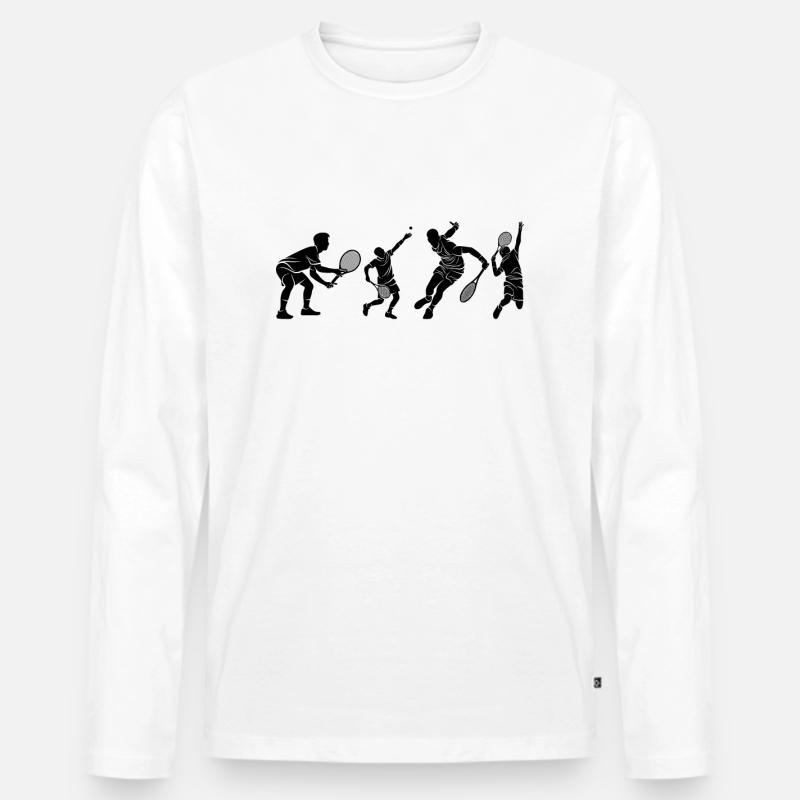 Squash player silhouettes - Männer Premium Bio Langarmshirt - Weiß
