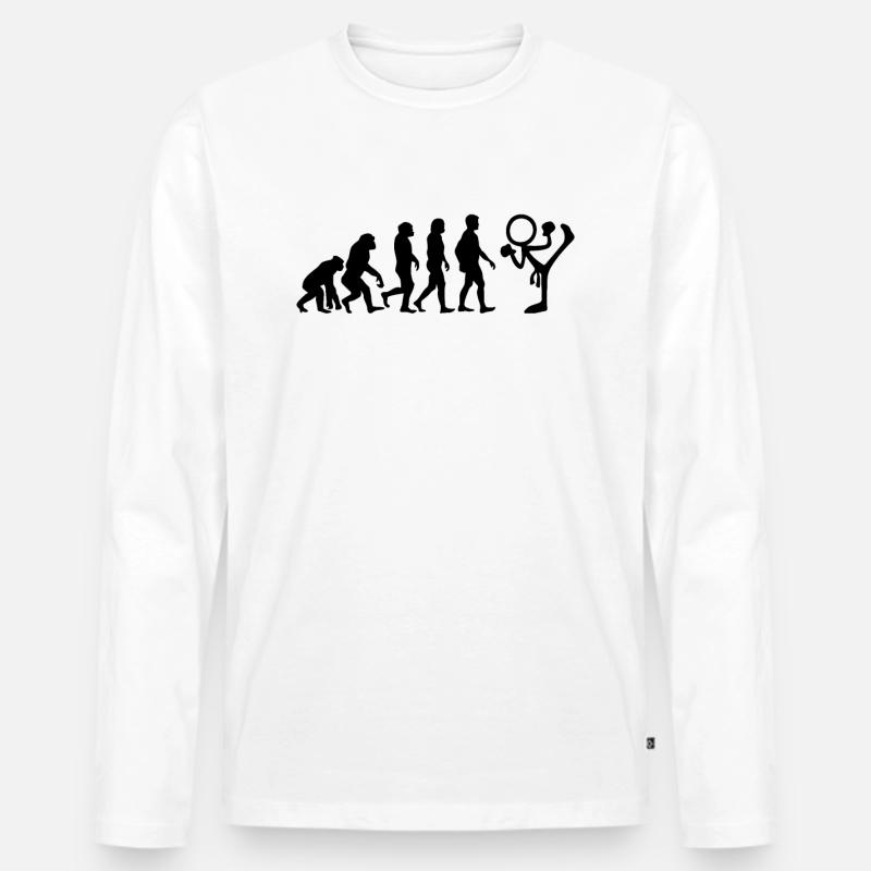 Funny Taekwondo Evolution stick figure - Männer Premium Bio Langarmshirt - Weiß
