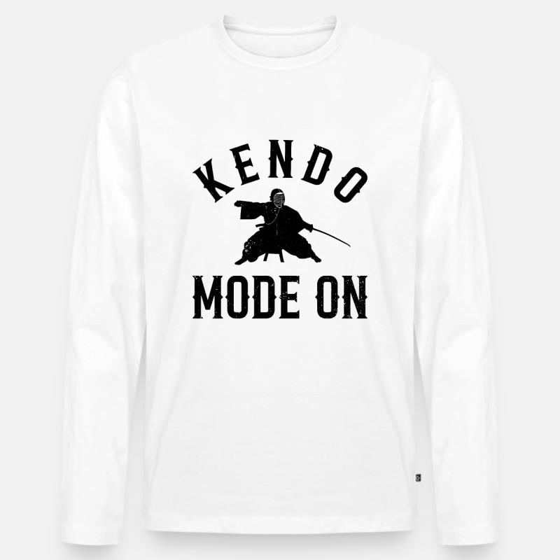 Kendo Mode On - Kendo Fighter - Männer Premium Bio Langarmshirt - Weiß