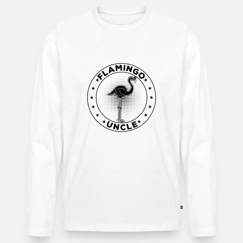 Flamingo Uncle - Männer Premium Bio Langarmshirt - Weiß