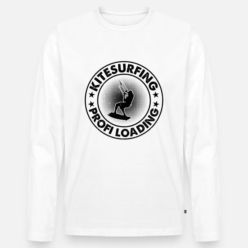 Kitesurfing profi loading - Kiteboarding - Männer Premium Bio Langarmshirt - Weiß