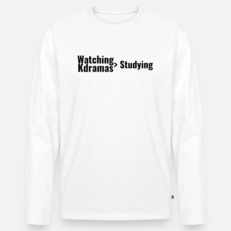 Kdramas > Studieren ansehen - Männer Premium Bio Langarmshirt - Weiß