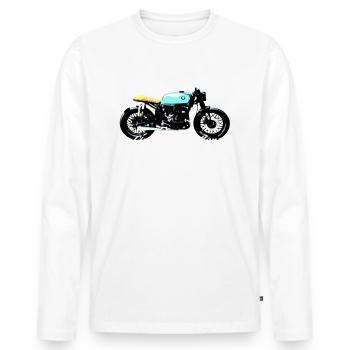 Cafe Racer Moto Vintage - T-shirt manches longues Premium bio Homme - blanc - Devant - Nico (187cm)