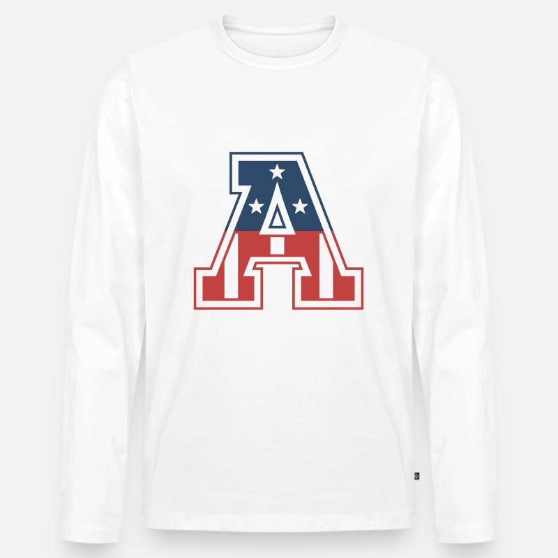 Buchstabe A USA - Männer Premium Bio Langarmshirt - Weiß