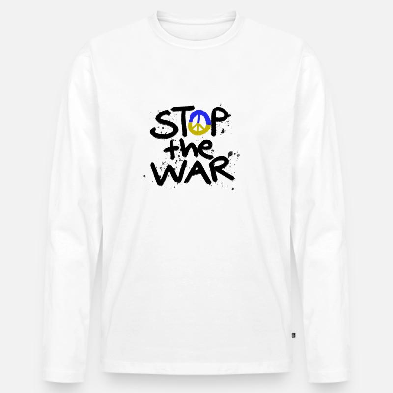 STOP THE WAR - Männer Premium Bio Langarmshirt - Weiß