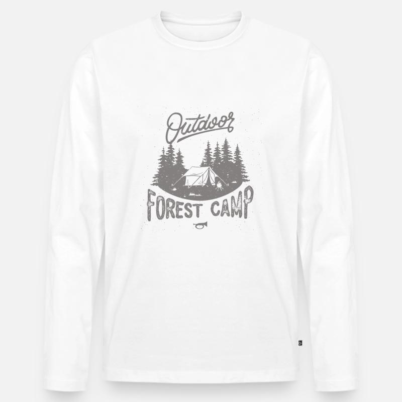 Wald-Camp - Männer Premium Bio Langarmshirt - Weiß