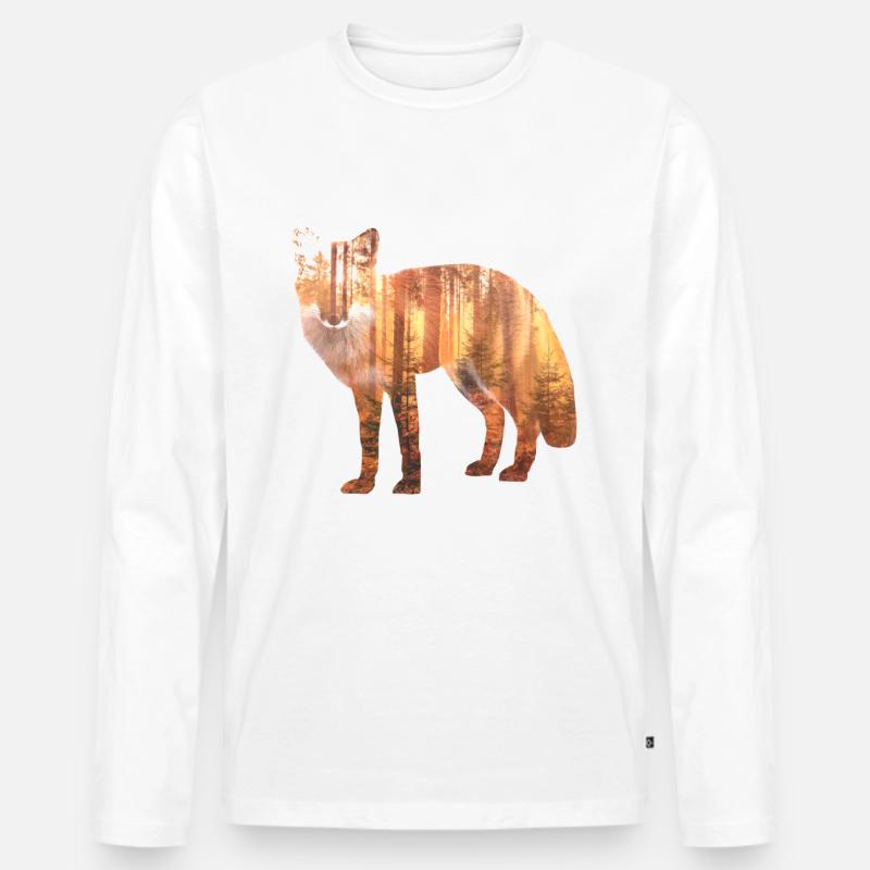 Fuchs Wald Geschenk Geschenkidee - Männer Premium Bio Langarmshirt - Weiß