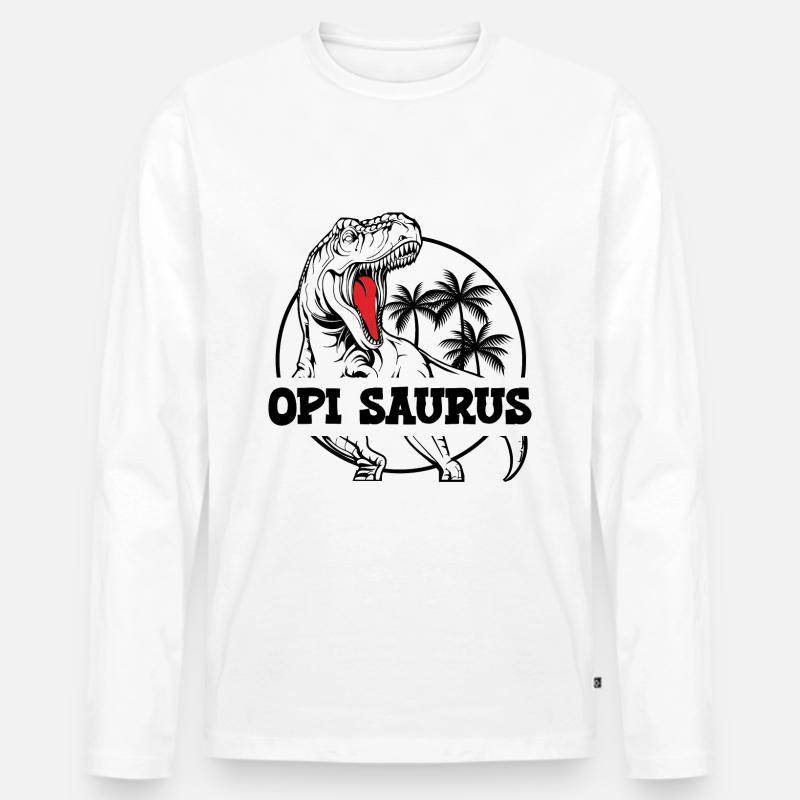 Opi Saurus Grosspapi Opa Schweiz - Männer Premium Bio Langarmshirt - Weiß