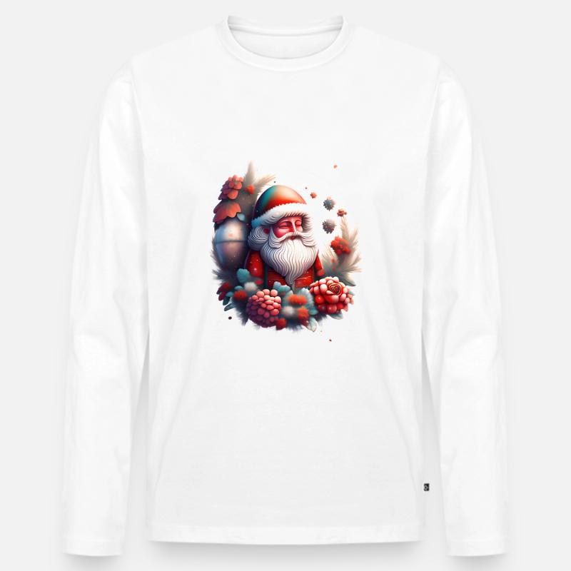 Blühender Weihnachtsmann 2 - Männer Premium Bio Langarmshirt - Weiß