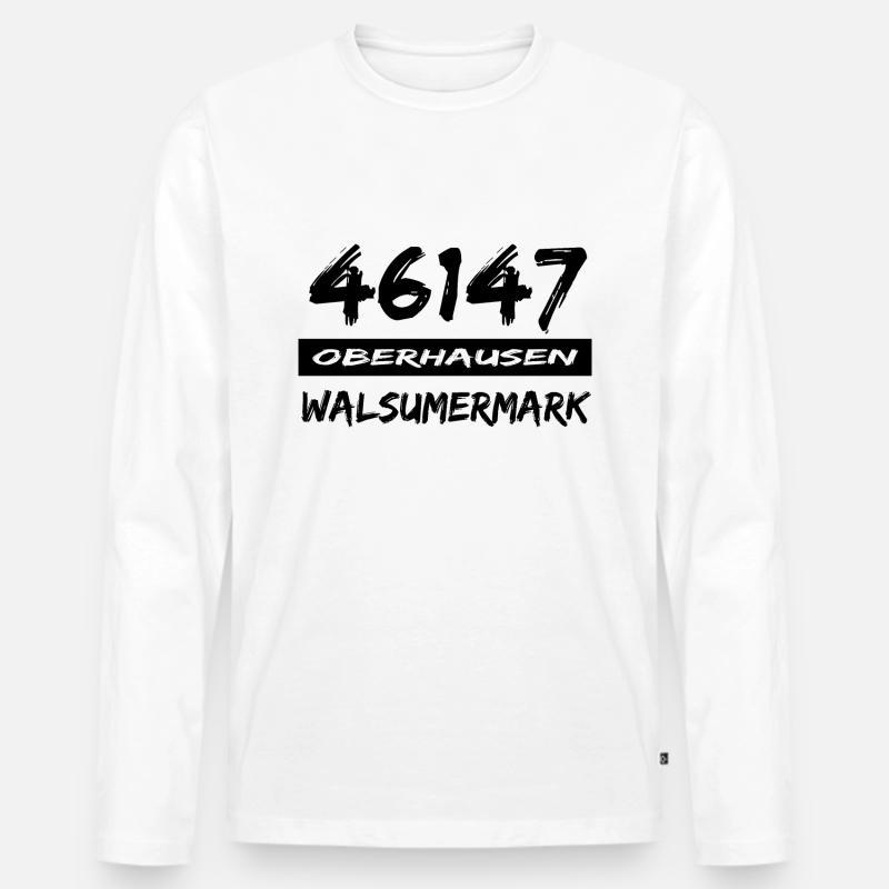 46147 Oberhausen Walsumermark - Männer Premium Bio Langarmshirt - Weiß