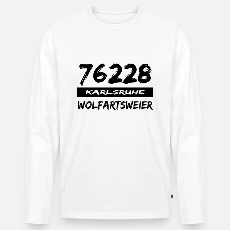 76228 Karlsruhe Wolfartsweier - Männer Premium Bio Langarmshirt - Weiß