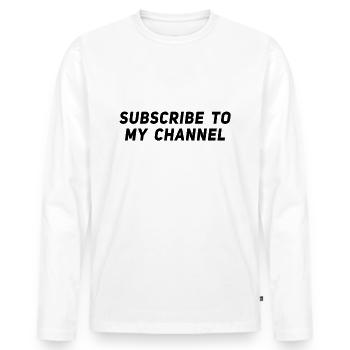 Subscribe to my Channel - Blogger Influencer - Men's Premium Organic Long Sleeve Shirt - white - Front - Nico (187cm)