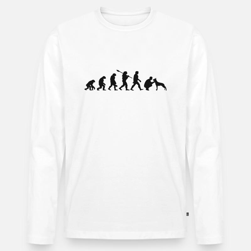 Evolution Lustiger Belgischer Schäferhund Malinois - Männer Premium Bio Langarmshirt - Weiß