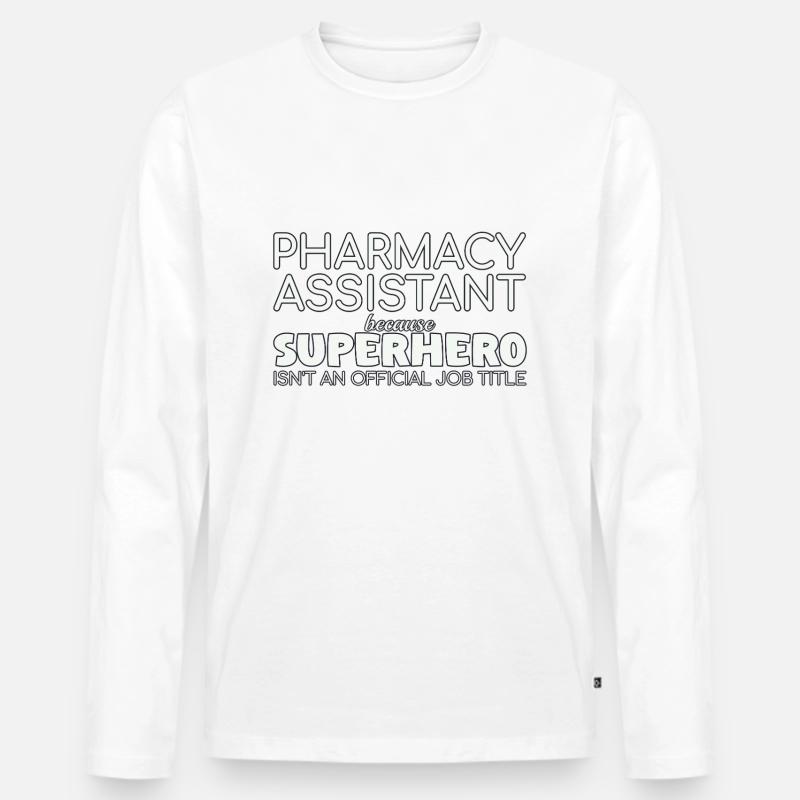 Pharmacy assistant Superhero - Männer Premium Bio Langarmshirt - Weiß