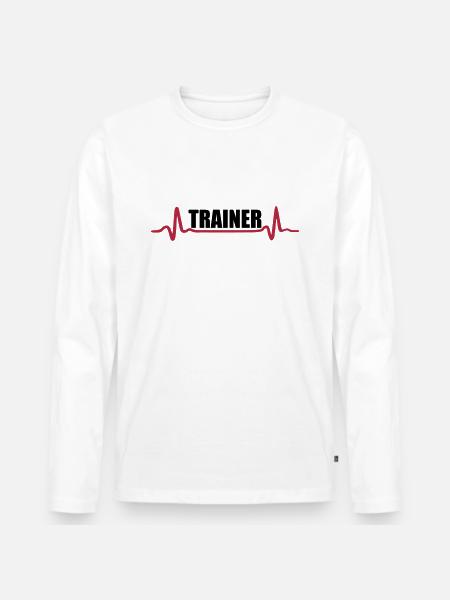 Fitness - Trainer - Männer Premium Bio Langarmshirt - Weiß
