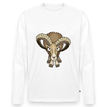 Mufflon Schafbock stare down Widder Geschenk - Männer Premium Bio Langarmshirt - Weiß - Vorne - Nico (187cm)