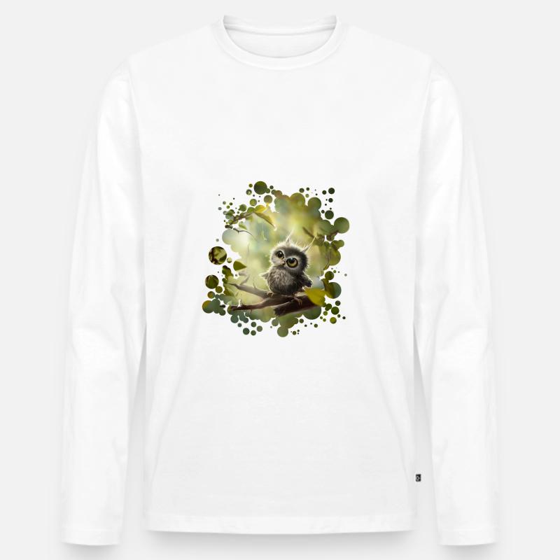 Kleine Eule - Männer Premium Bio Langarmshirt - Weiß