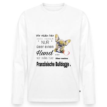 Französische Bulldogge Shirt - Männer Premium Bio Langarmshirt - Weiß - Vorne - Nico (187cm)