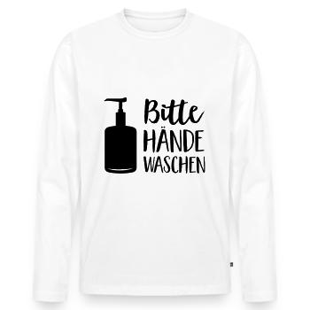 Hände waschen - Männer Premium Bio Langarmshirt - Weiß - Vorne - Nico (187cm)