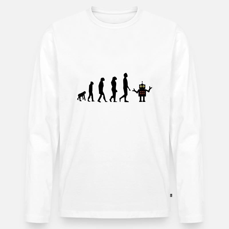 Evolution Roboter Zukunft AI KI - Männer Premium Bio Langarmshirt - Weiß