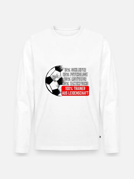 Fußballtrainer aus Leidenschaft Spruch Trainer - Männer Premium Bio Langarmshirt - Weiß