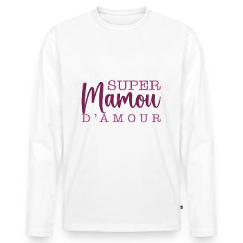Super Mamou D'amour - T-shirt manches longues Premium bio Homme - blanc - Devant - Nico (187cm)