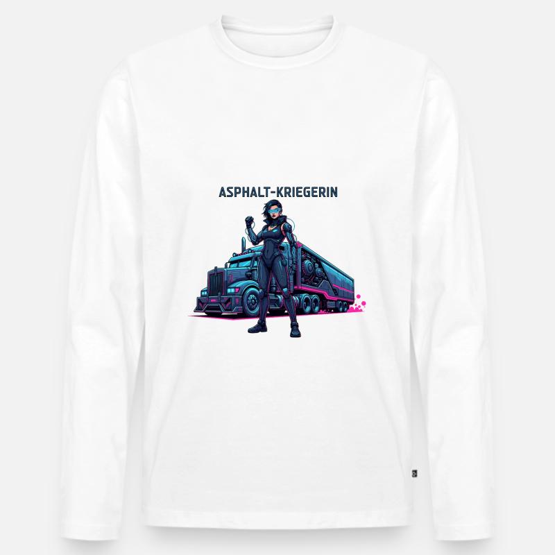 Asphalt-Kriegerin - Männer Premium Bio Langarmshirt - Weiß
