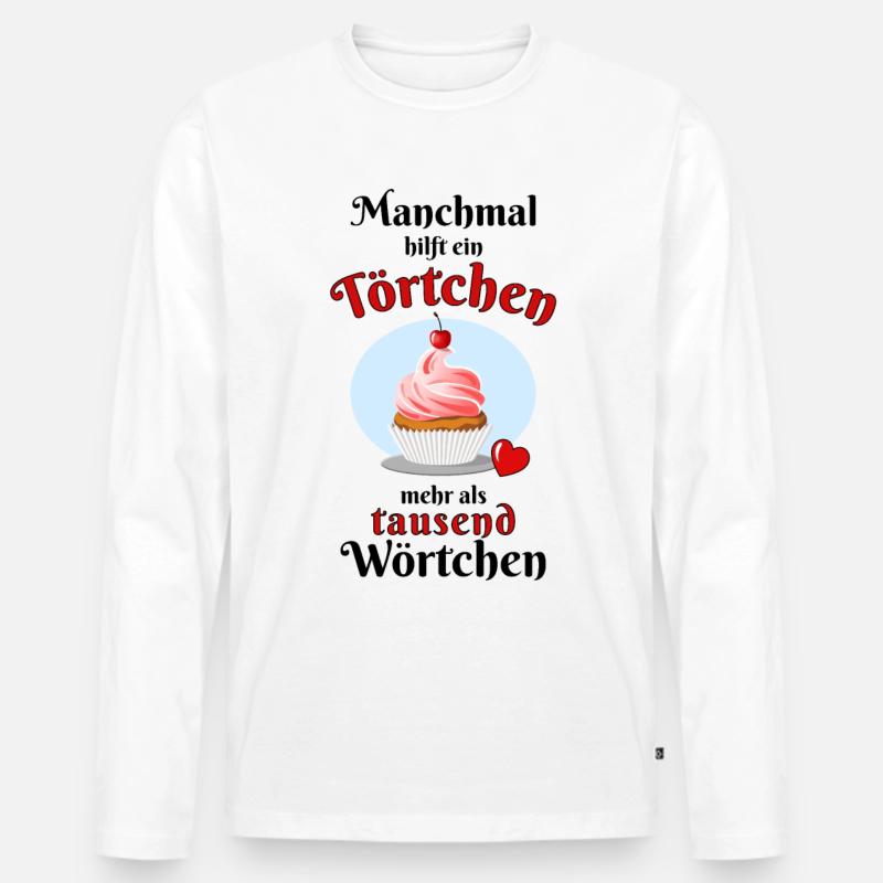 Ein Törtchen hilfe - Männer Premium Bio Langarmshirt - Weiß