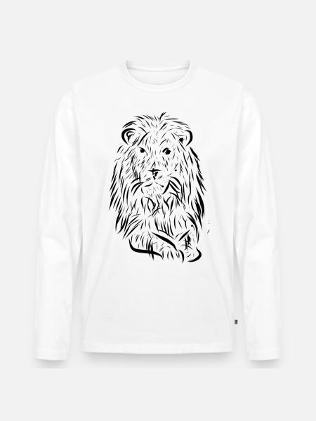 Löwe - Männer Premium Bio Langarmshirt - Weiß