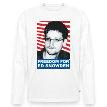 LIBERTÉ POUR EDWARD SNOWDEN ED 02 - T-shirt manches longues Premium bio Homme - blanc - Devant - Nico (187cm)