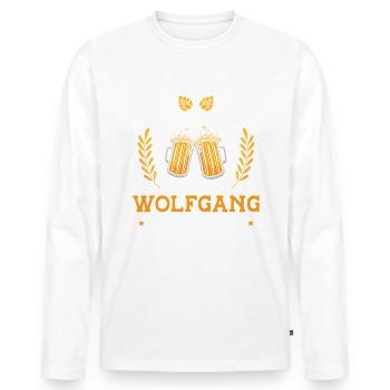 Morgens Müde Abends Blau Wolfgang Vornamen Outfit - Männer Premium Bio Langarmshirt - Weiß - Vorne - Nico (187cm)