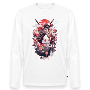 GIIY-CHAN Anime Girl Japan Design - T-shirt manches longues Premium bio Homme - blanc - Devant - Nico (187cm)