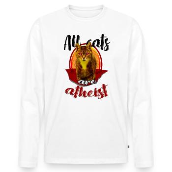 Cat atheist Lucifer - Men's Premium Organic Long Sleeve Shirt - white - Front - Nico (187cm)