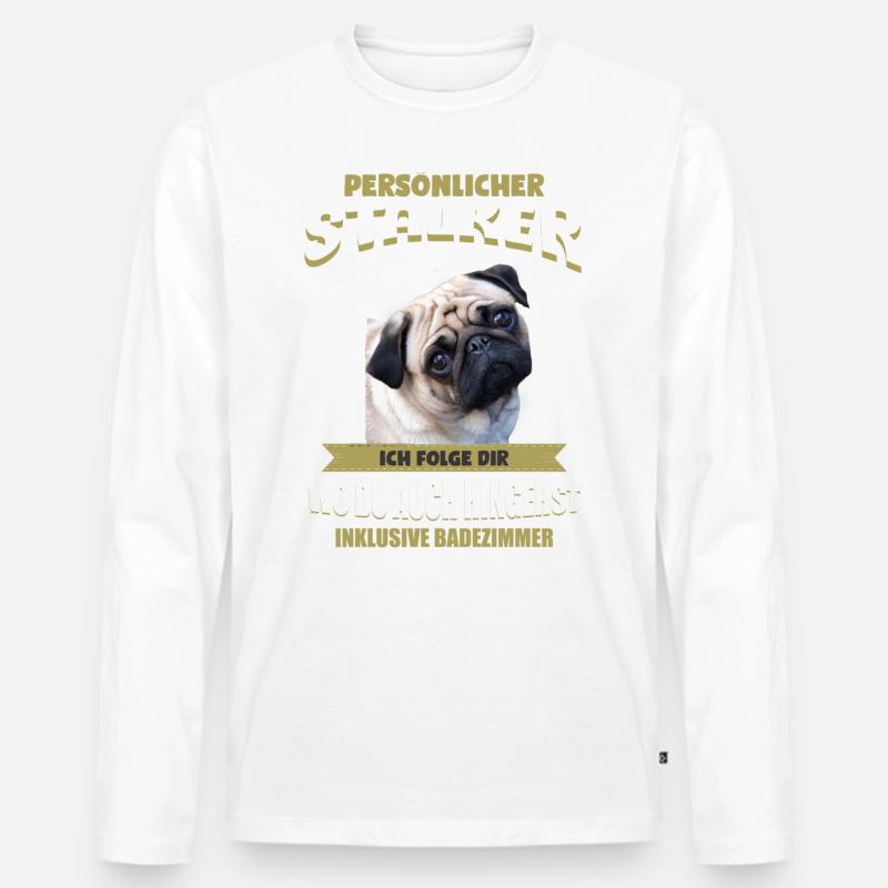 Mops - Mops Hund - Männer Premium Bio Langarmshirt - Weiß