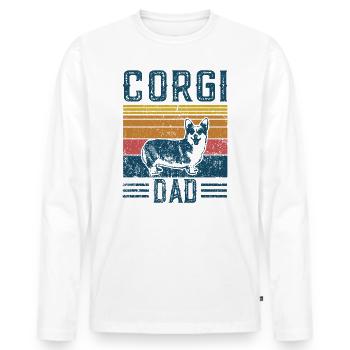 Dogs | Corgi Papa - Vintage Welsh Corgi Dad - Men's Premium Organic Long Sleeve Shirt - white - Front - Nico (187cm)
