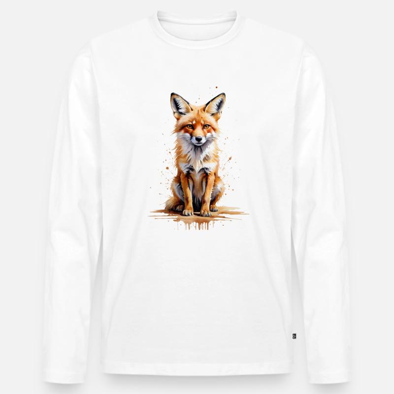 Fuchs Aquarell - Wilde Schönheit - Männer Premium Bio Langarmshirt - Weiß