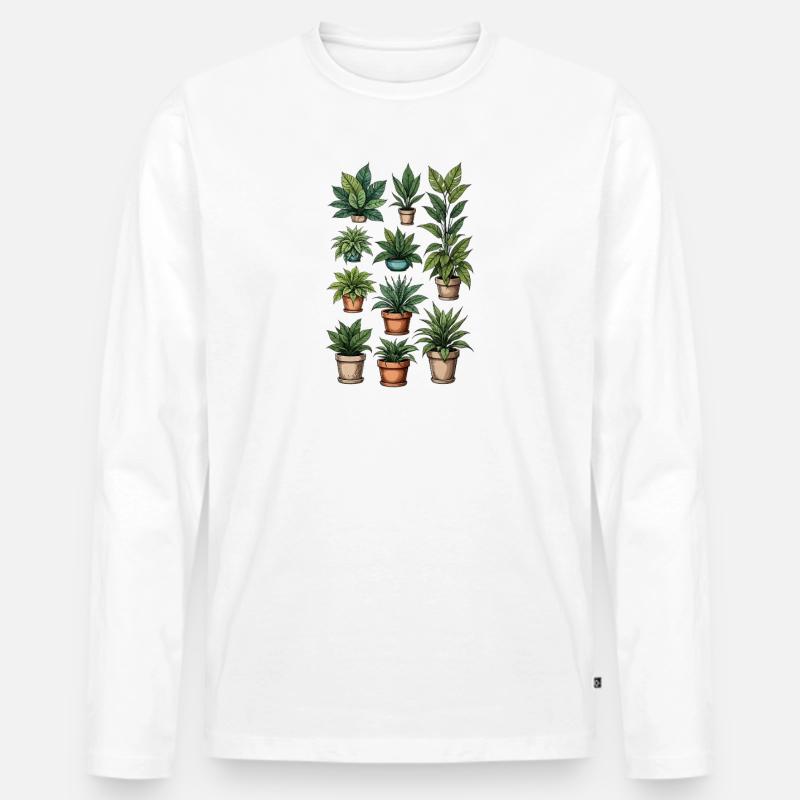Topfpflanzen-Kollektion - Männer Premium Bio Langarmshirt - Weiß
