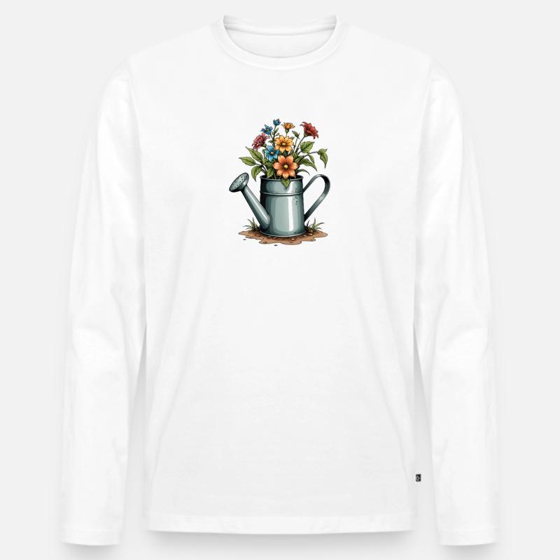 Gießkanne Bloom - Männer Premium Bio Langarmshirt - Weiß